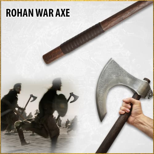 Rohan war axe with warriors in action scene