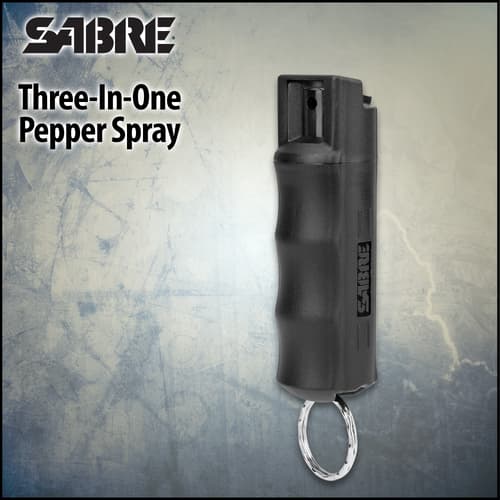 Three-in-one pepper spray with keyring attachment