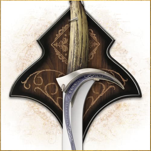 A mounted display of Orcrist's sword is shown here.