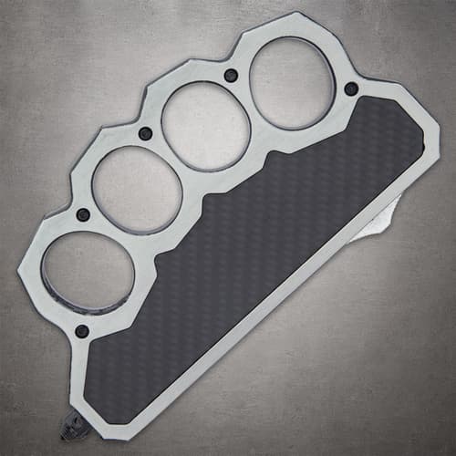 Knuckle knife handle with carbon fiber inlay