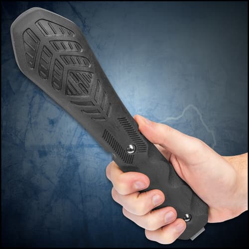 Night Watchman Blackjack Slapper - Solid TPR Rubber Construction, Molded Texture, Genuine Leather Handle Strap - Length 10”