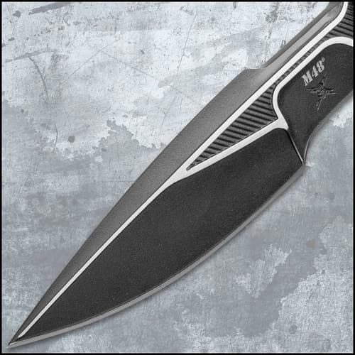 M48 Liberator Sabotage II Combat Knife With Sheath - Cast Stainless Steel, Black Oxide Coating, Layered G10 Handle - Length 13 1/2”