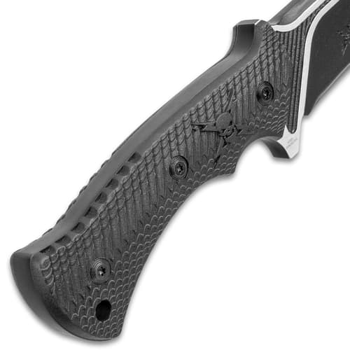 M48 Liberator Sabotage II Combat Knife With Sheath - Cast Stainless Steel, Black Oxide Coating, Layered G10 Handle - Length 13 1/2”