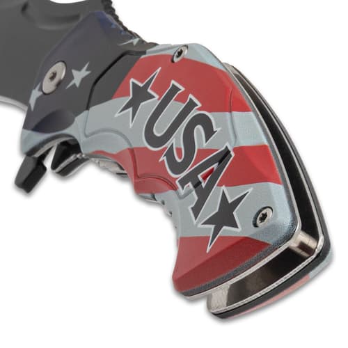 USA Pocket Knife handle close up