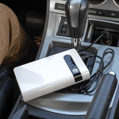 Portable Car Battery Jumper And Power Bank With Case - 8,000 MAH, Battery Clamps, Home And Car Adaptor, USB Multi-Head Cable