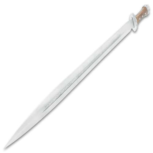 A side view of the sword blade