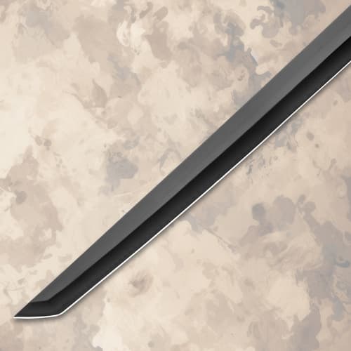 Close-up of black sword blade with sharp edge