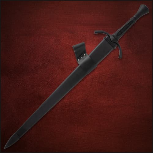 Honshu Damascus Broadsword in scabbard