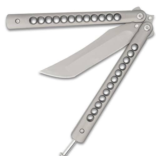 Classic Grey Butterfly Knife halfway open