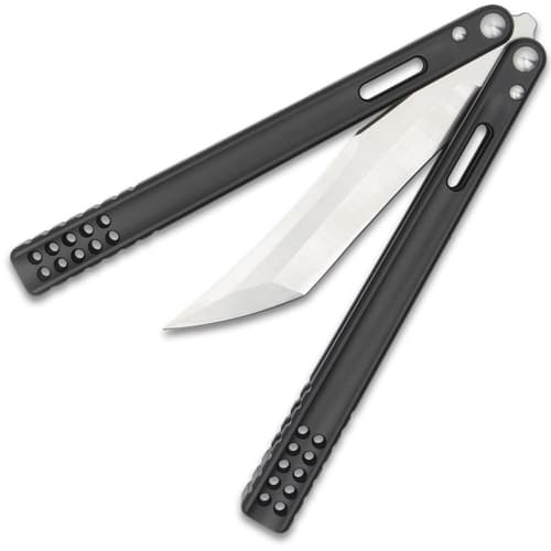 D2 Steel Butterfly Knife halfway open