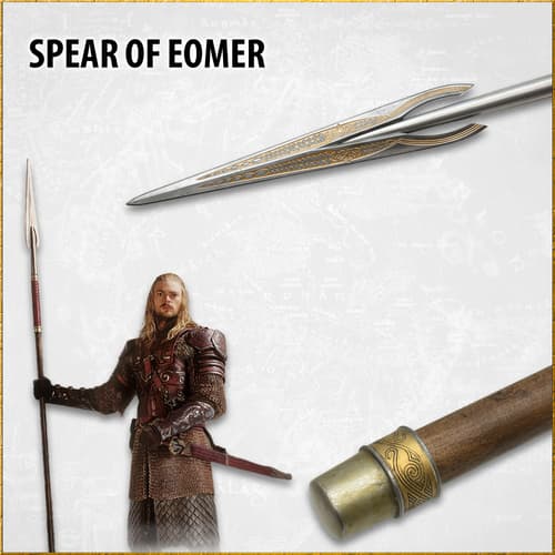 Spear of Eomer with character in armor holding it