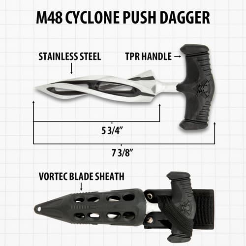 M48 Cyclone Push Dagger with TPR handle and sheath