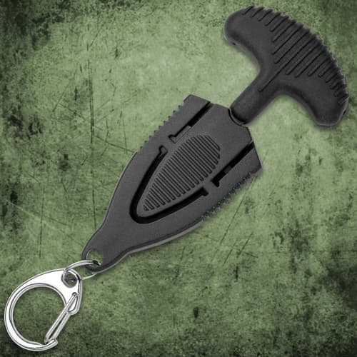 Combat Commander Mini Black Push Dagger - Sheath Has Keyring And Clip - Serrated Blade - 2 3/4” Length