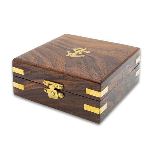 Wooden display box with brass accents