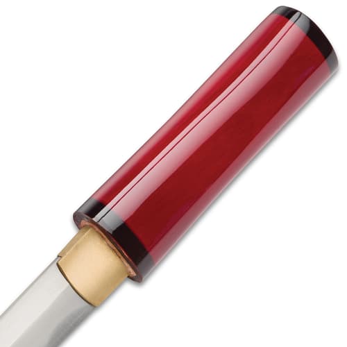Shinwa Scarlet Komodo Handmade Tanto / Samurai Short Sword - Hand Forged 1045 Carbon Steel - Mother of Pearl Dragon Inlay; Red Hand Lacquered Hardwood; Shirasaya Mounting - Ninja Stealth - Full Tang