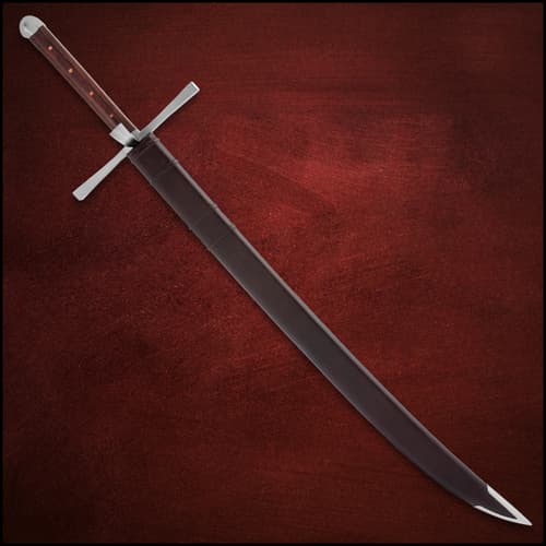 The sword in its scabbard.