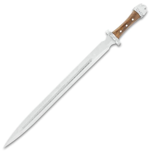 A full-length view of the replica sword