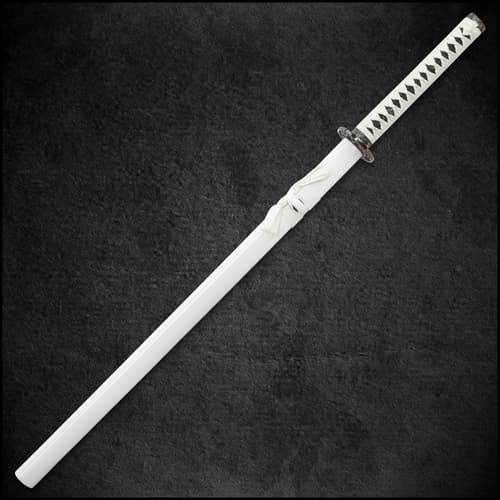 White ito wrapped around faux skin sword handle