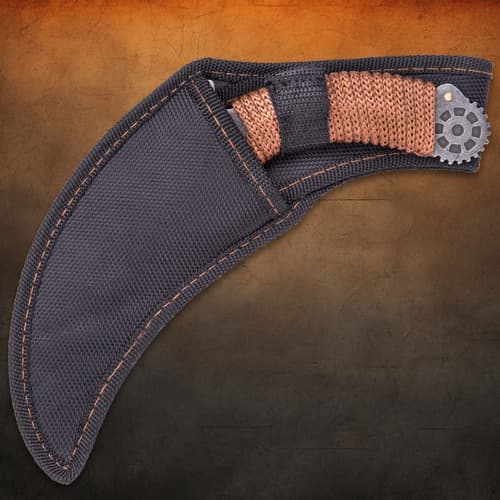Black nylon sheath with paracord detail for karambit knife