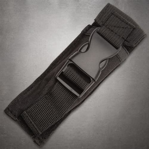Black tactical pouch with a buckle
