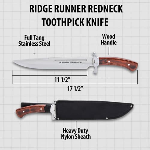 Diagram of knife dimensions and sheath details