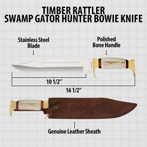 Diagram of knife with measurements and features labeled