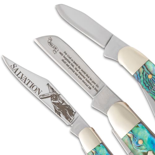 Christian Abalone Stockman Pocket Knife close up