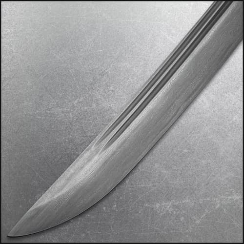 The wakizashi has a 20 3/8” Damascus steel blade