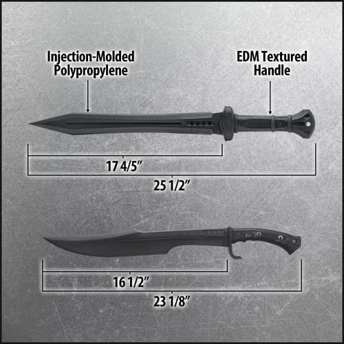 Details and features of the training swords in the Ancient Warriors Bundle.