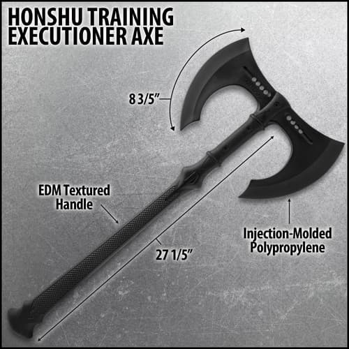 Dimension shot of the training axe.