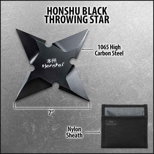 Honshu Sleek Black Throwing Star - Large