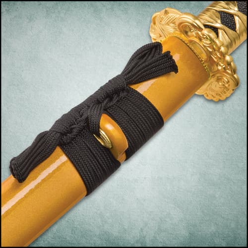 Shinwa Golden Knight Katana Sword with Wooden Scabbard - 1045 High Carbon Steel - Genuine Ray Skin