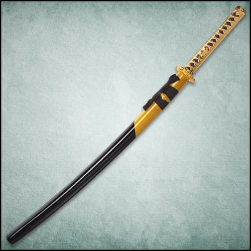 Shinwa Golden Knight Katana Sword with Wooden Scabbard - 1045 High Carbon Steel - Genuine Ray Skin