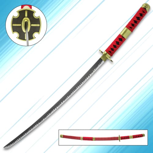 Roronoa Zoro's Sandai Kitetsu Katana and in its scabbard.