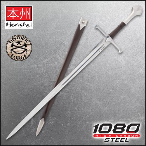 Longsword with brown scabbard and 1080 high carbon steel blade