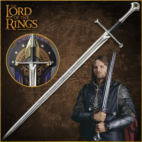 Anduril, the sword of King Elessar of Gondor has been improved to be a more movie accurate replica