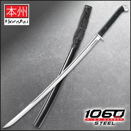 Honshu Boshin Katana with carbon steel modern tactical samurai ninja sword with black tpr grip