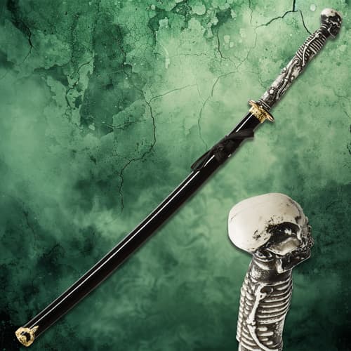 Katana with skeleton handle and black scabbard