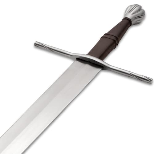 Close-up of sword handle and guard