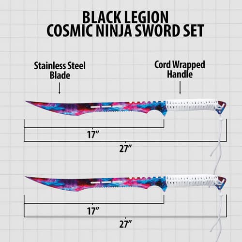 Diagram of cosmic ninja sword set with dimensions