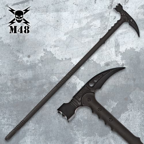 Tactical hammer with close-up on textured background