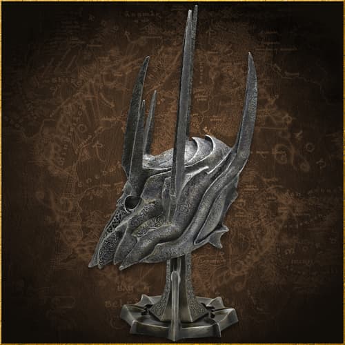 Side view image of the Half Scale Helm of Sauron included in the Sauron Collection.