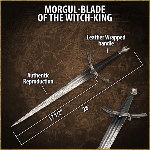 Morgul-blade with dimensions and features labeled
