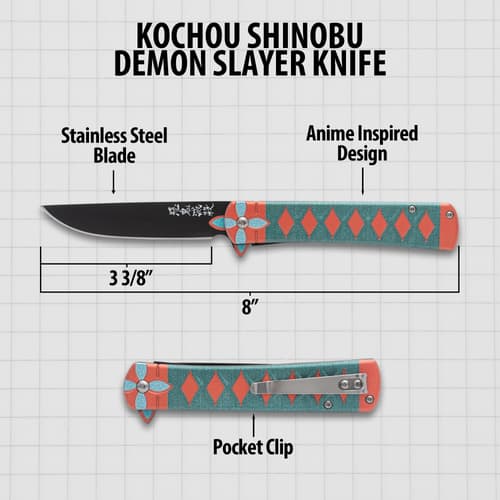 Diagram of anime-inspired knife with dimensions