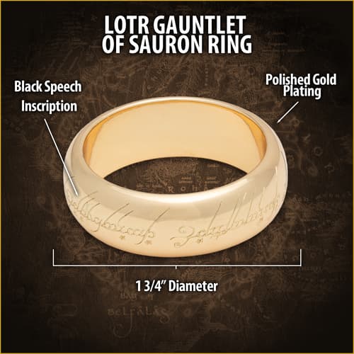 Gold ring with Elvish inscription, labeled features