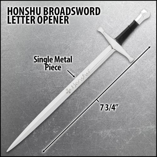 Honshu broadsword letter opener with dimensions