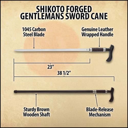 Shikoto Forged Gentlemans Sword Cane 1045 Carbon