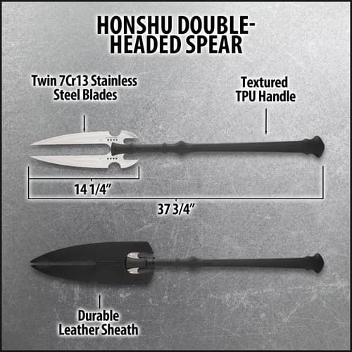 Diagram of Honshu double-headed spear with dimensions