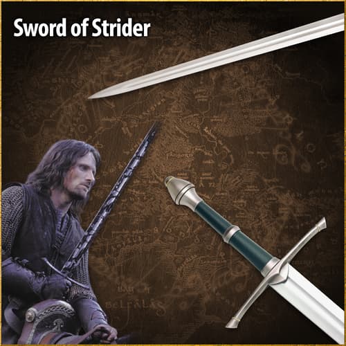 Sword of Strider with character image and map background