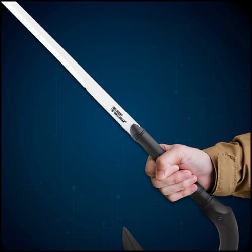 The cane conceals a razor sharp 25” 1060 high carbon steel blade that is poised and ready to defend you at a moment’s notice